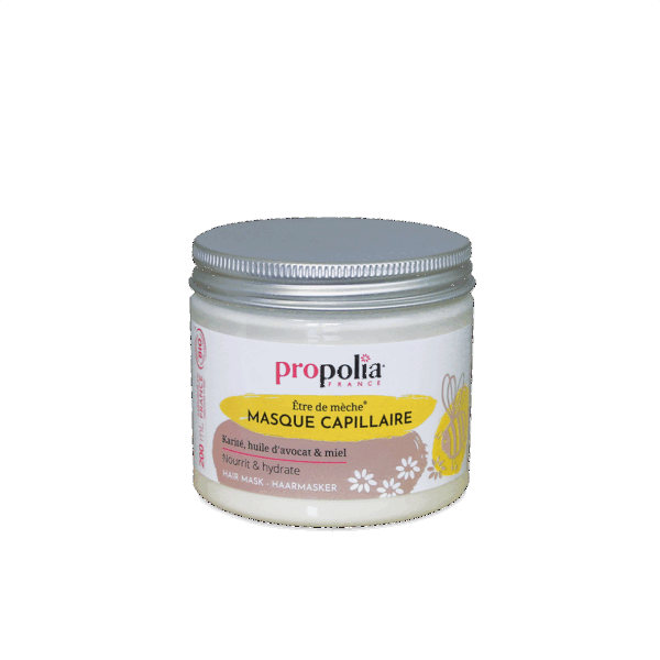 Propolis, avocado oil and shea butter hair mask.