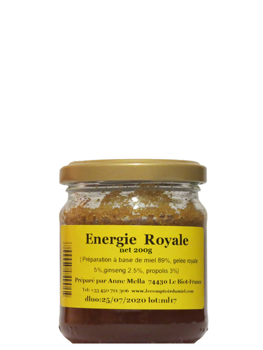Energie royale à base de miel, propolis, gelée royale et ginseng 200g