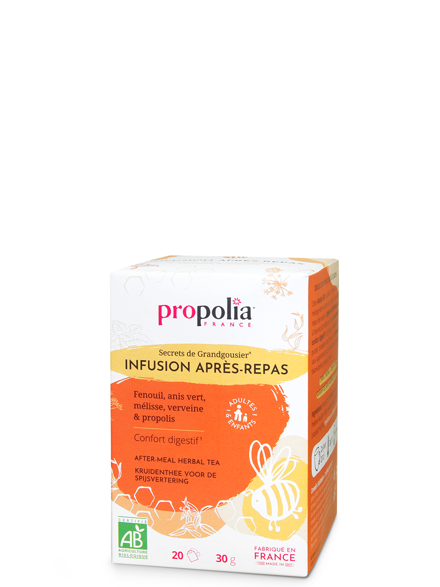 infusion après-repas : fenouil, anis vert, mélisse,verveine et propolis