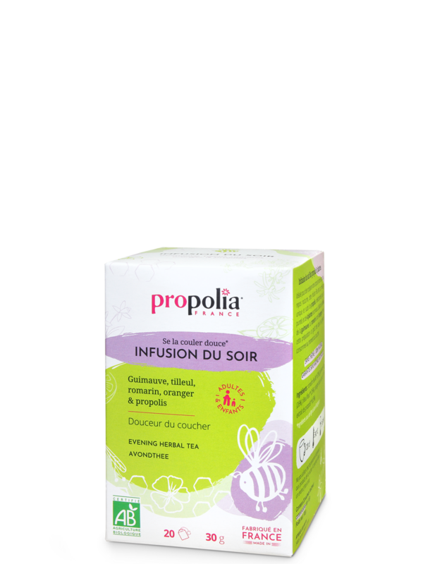 infusion du soir : guimauve, tilleul, romarin, oranger et propolis
