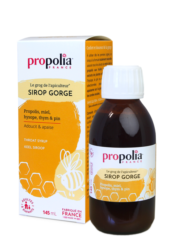 throat syrup Throat syrup: Propolis, honey, hyssop, thyme and pine