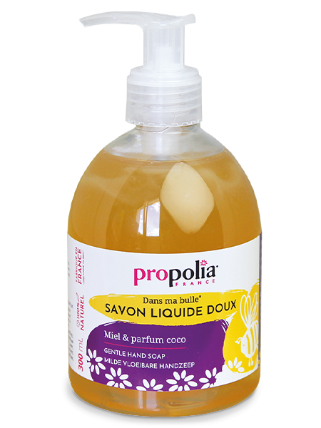 Mild liquid soap with honey and coconut fragrance