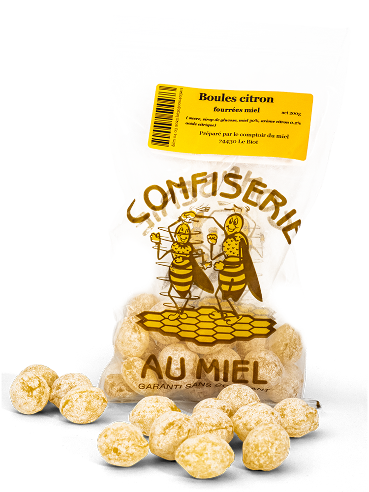 lemon candy Crunchy balls with a melting heart and a good taste of honey and lemon