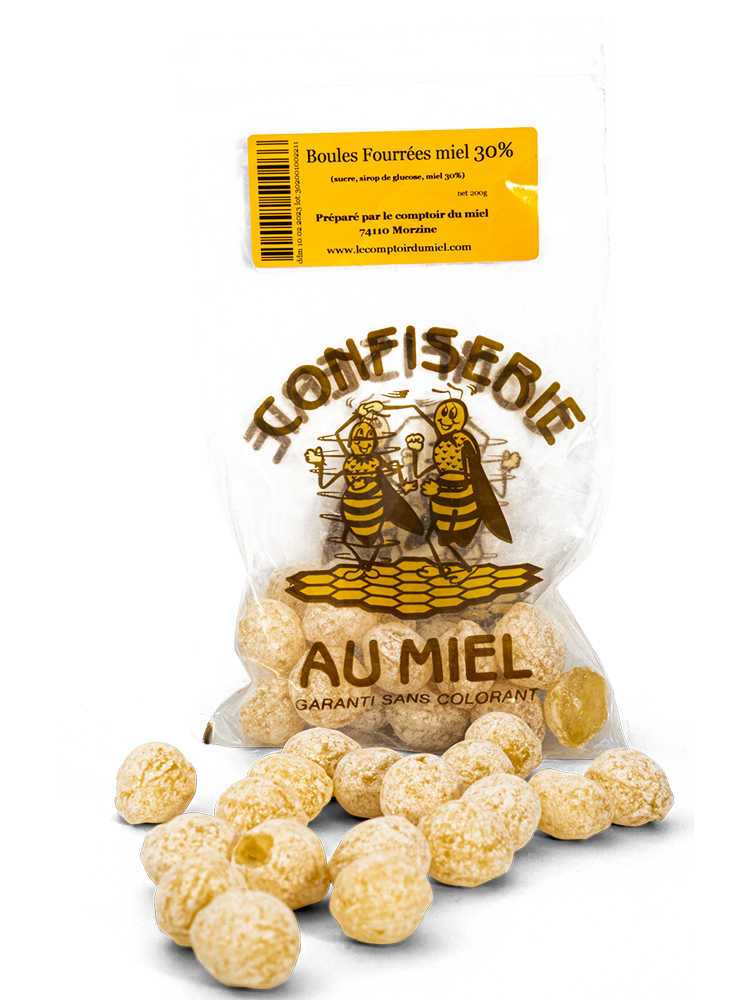bonbon-foure-miel Crunchy balls with honey fondant filling