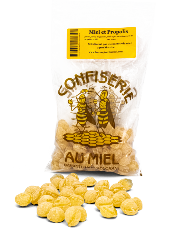 bonbon-miel-propolis Boules au miel et propolis en sachet de 200 grammes