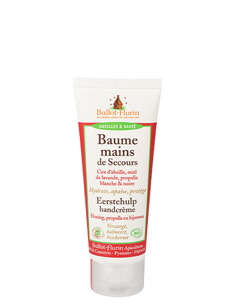 Emergency hand balm, beeswax, lavender honey, white and black propolis